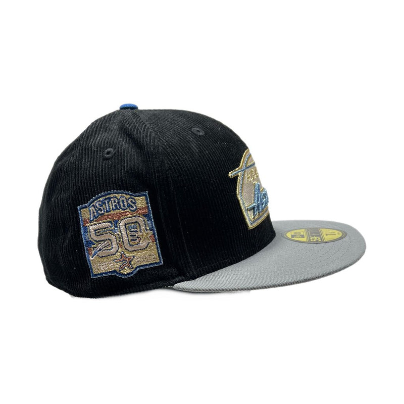 New Era Corduroy Houston Astros Fitted Black/Blue/Gold Sz. 7 1/8