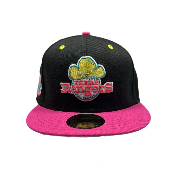 New Era Texas Rangers Fitted Black/Pink Sz. 7 3/8