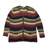 Vintage Pixelated Cardigan Olive/Red/Navy Sz. XL