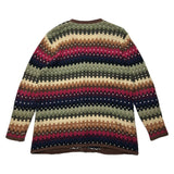 Vintage Pixelated Cardigan Olive/Red/Navy Sz. XL