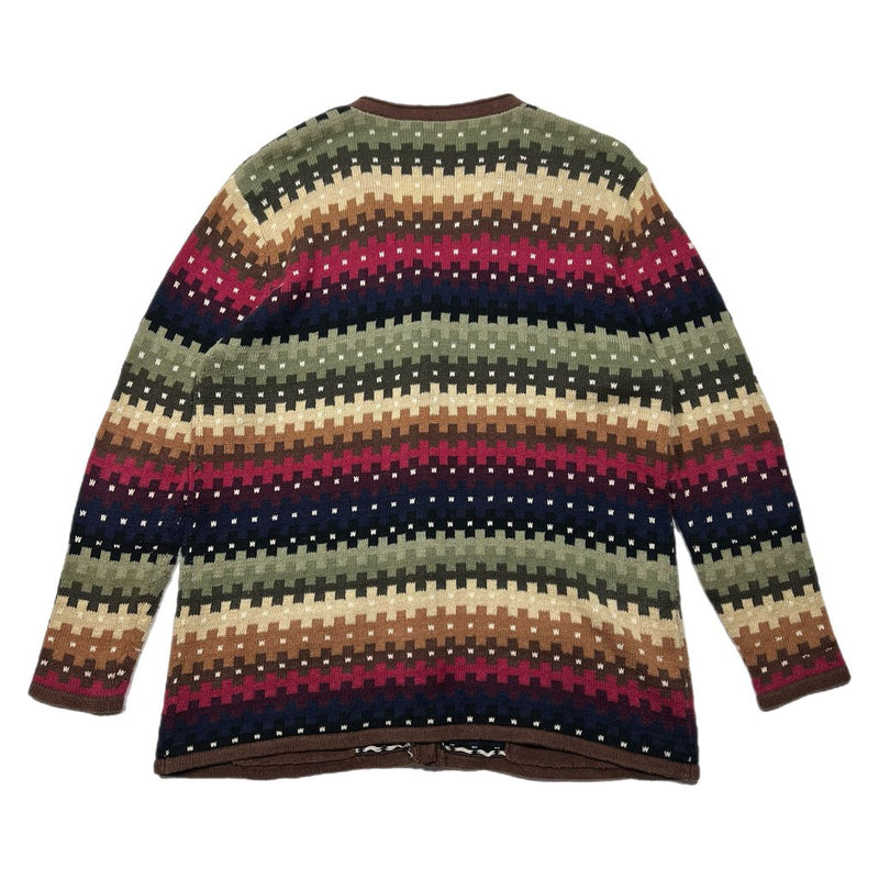 Vintage Pixelated Cardigan Olive/Red/Navy Sz. XL