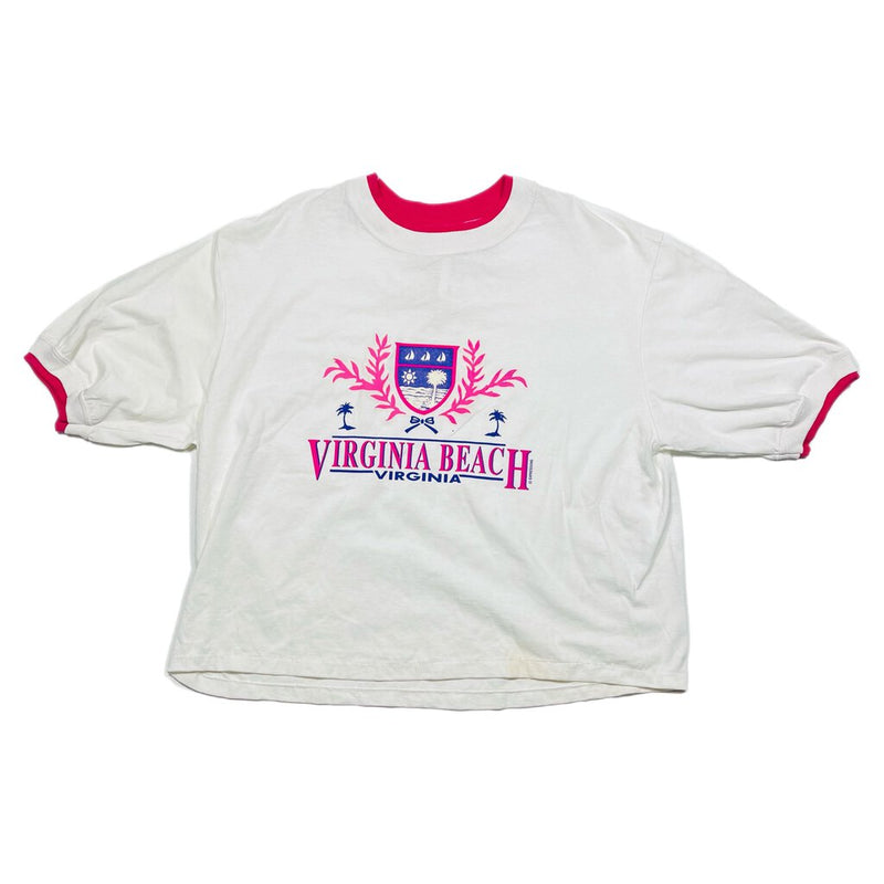 Vintage Virginia Beach Waist Crop Tee White Sz. OS