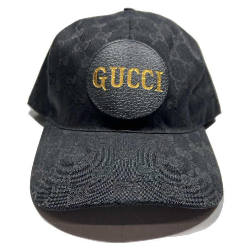 Gucci Monogram Leather Patch Hat Black