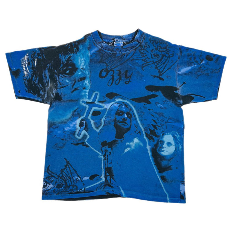 Vintage Ozzy Osborn All Over Print Tee Navy Sz. XL