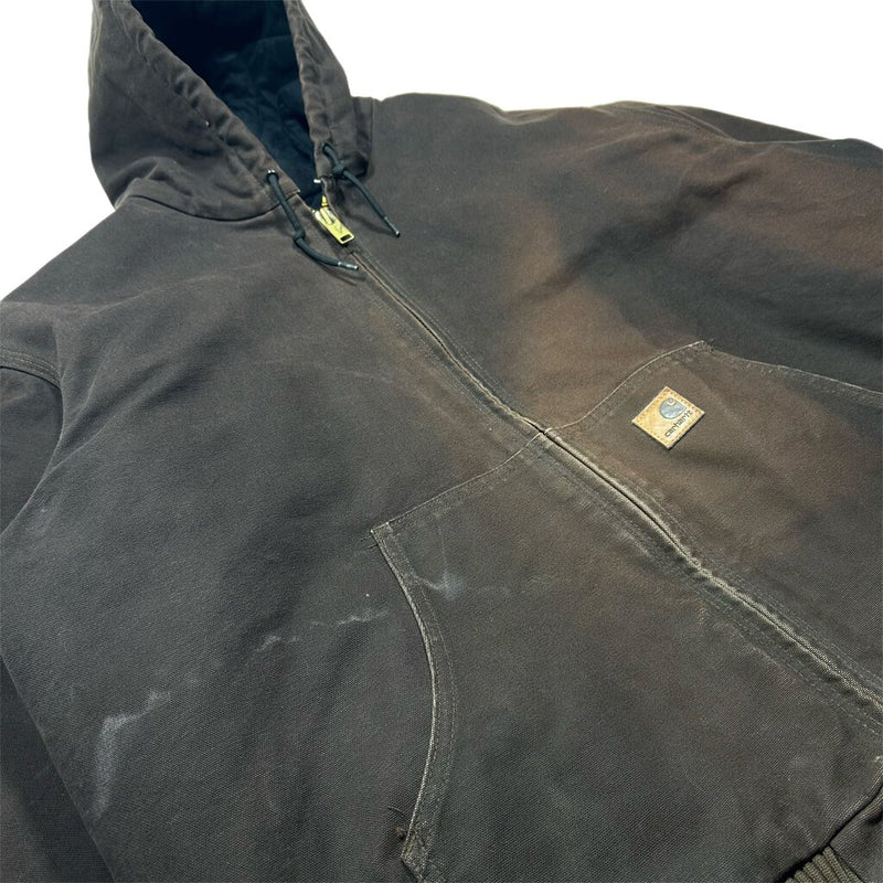 Vintage Carhartt Black Fleece Lined Hooded Jacket Brown Sz. XL