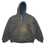 Vintage Carhartt Black Fleece Lined Hooded Jacket Brown Sz. XL